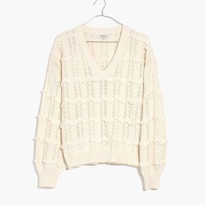 Madewell Cream Knit Fringe Sweater